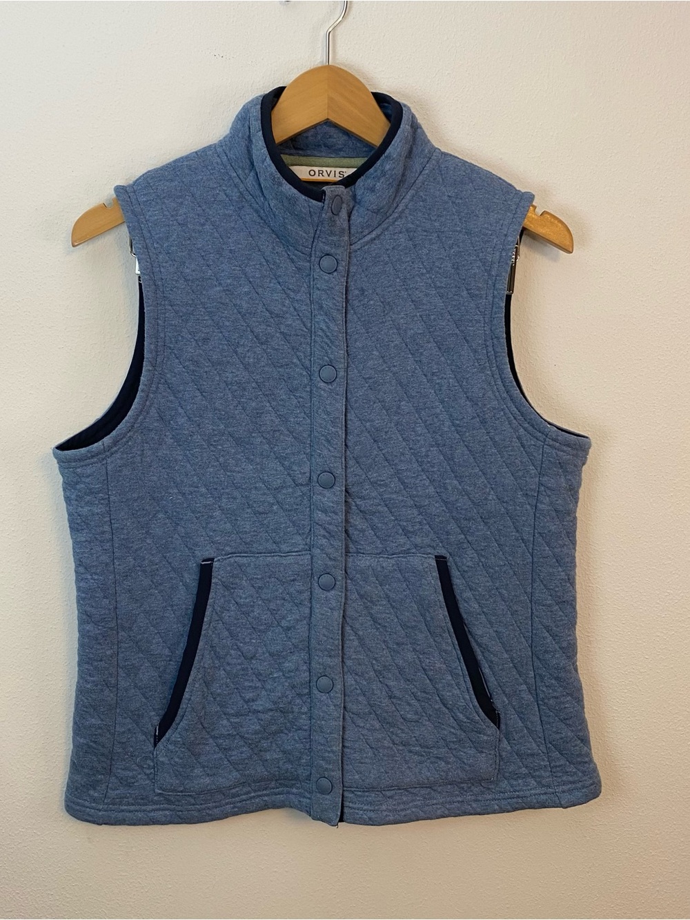 Orvis‎ Blue Quilted Button Up Vest Outdoor Casual Womens Medium